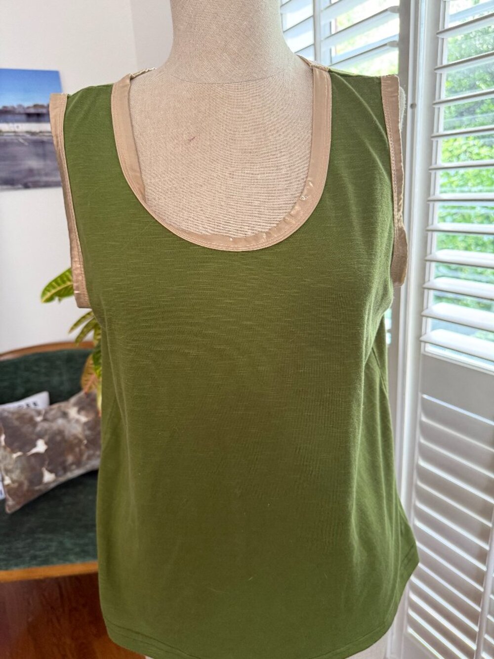 Grren tank with gold foil trim